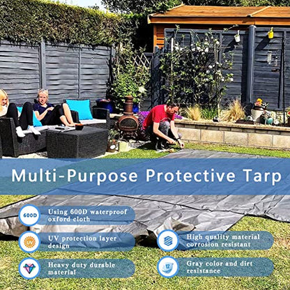 12x15ft Black Tarp Heavy Duty Waterproof, Oxford Fabric Cover 20mil - size: 12x15ft
