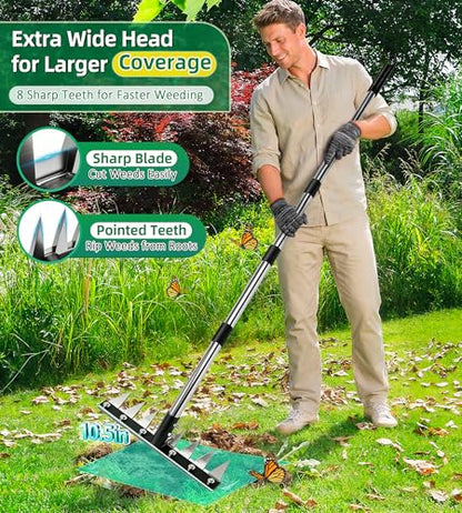 Weeding Rake Puller Tool for Garden,Heavy Duty Iron Weed Puller Cutter Tool - style: 8 Teeth