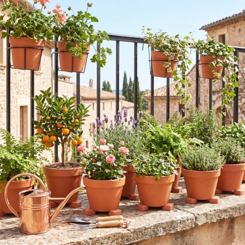 LemonRoad 12 Set Terra Cotta Cement Pot Feet for Outdoor Planters, Sector - style: Sector