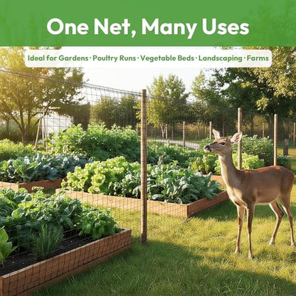 Deer Netting for Garden 7ftx25ft, Plastic Mesh Deer Fence with Pre-Strung Reinforced Edge, Durable Temporary Fencing for Yard, Ideal for Animal Barrier, Snow Fence & Tree/Crop Protection - size: 7ft X 25ft