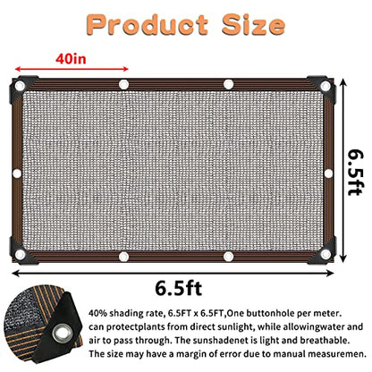 Shade Cloth for Plants Greenhouse, 40-50% Sunblock Shade Sails -for Outdoor Garden Pergola Patio Lawn Plant Sun Shade Cloths for Kennel Chicken Coop Easier to Hang Shade Net Cover - size: 6.5'x6.5'