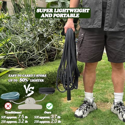 Flexible Garden Hose 50 FT,Non-Expanding Lightweight Water Hose, Kink-Free & Burst-Resistant up to 1000PSI, Durable All-Weather Hose for Yard, Lawn, Car Wash & Commercial Use
