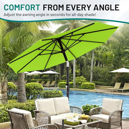 AreShark 9FT Outdoor Patio Umbrella with Tilt and Crank, Apple Green - color: Apple Green, size: 9ft