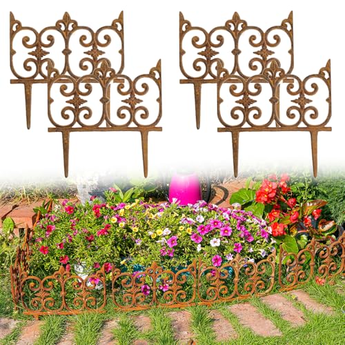 Sungmor Cast Iron Garden Edging, 10.6 Inches Tall 4 Pack Full Rusted - color: Full Rusted - 10.6inch Tall