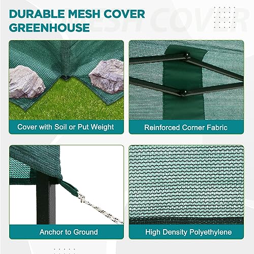 EAGLE PEAK 10x10 Walk in Shade Cloth Cover Greenhouse Instant Pop up Portable Gardening Green House with Mesh Cover, Roll up Doors, Green