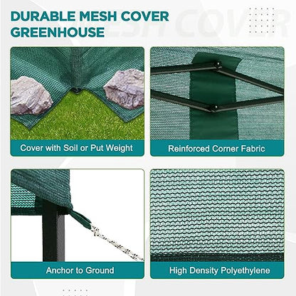 EAGLE PEAK 10x10 Walk in Shade Cloth Cover Greenhouse Instant Pop up Portable Gardening Green House with Mesh Cover, Roll up Doors, Green