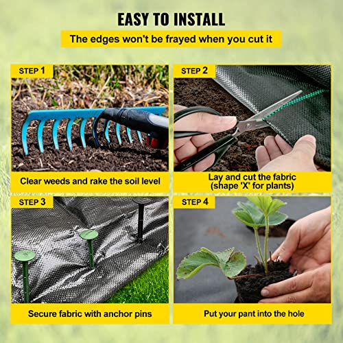 VEVOR Weed Fabric Barrier Heavy Duty, 4x300FT 5.8oz Weed Blocker Fabric, Woven Landscape Fabric, Garden Fabric Weed Barrier, Weed Control Fabric Ground Cover, Geotextile Fabric, Gardening Mat, Black - size: 4FT*300FT-5.8OZ, style: Woven