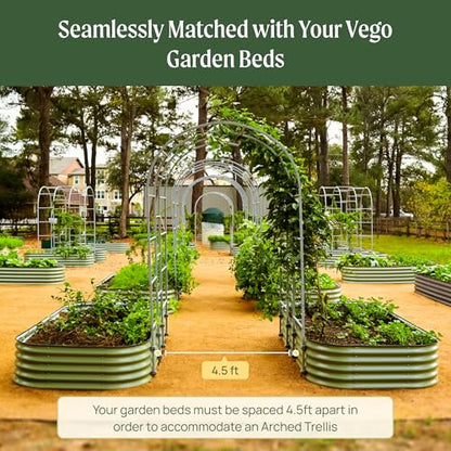 Vego Garden Modular Arched 2.0' Long Trellis System for 2.0‘ x 4.0' or 4.0' x 8.0' or 2.5' x 9.5' Garden Bed for Climbing Plants Like Cucumber Beans Tomatoes & Vines (Garden Beds Not Included) - size: 2.0 Ft Long