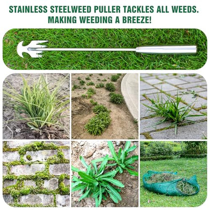 Weed Removal Tool, 2025 New Garden Weeding Tools Manganese Steel Hand Weeder Tool with Handle, 4 Teethes Dual Purpose Manual Weeders Tool Weed Pulling Tool for Garden19.6inch - style: Weed Puller Tool 50mm