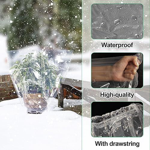 6Pcs 24"x32" Winter Plant Cover Freeze Protection, Plastic Plant Frost Bags - size: 32"H, 24" Opening