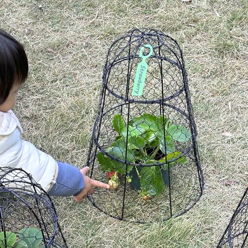 6 Pack 11.4" D x 17.7" H Garden Cloches for Plants,Rustproof Chicken Wire Cloches Flip-Top Design,Upgraded Triple Combination,Plant Protectors from Animals,Ideal for Outdoor Plant Protection