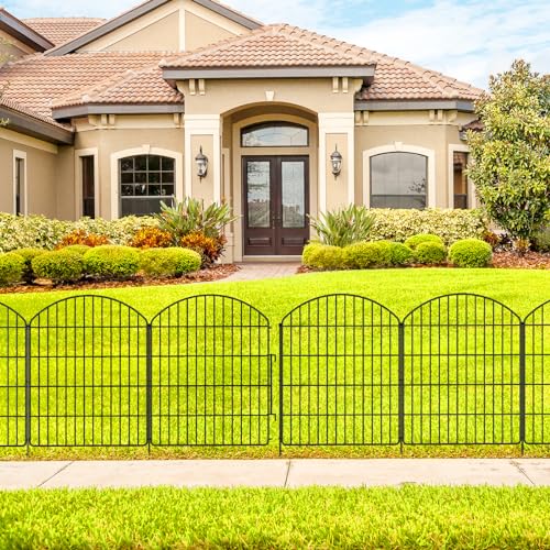 Garden No Dig Fence, 5 Panels + 1 Gate, 29.9in (H) x 11.4ft (L), Metal - size: 6 Panels 11.4ft (L)-29.9''(H)-With Gate