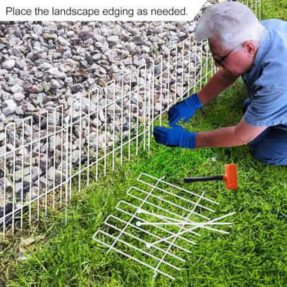 26 Panels No Dig Animal Barrier Fence, 13in(H) x 37ft(L) Garden Edging Border Fencing, Rustproof Metal Stakes Decorative Garden Fence, Dog Digging Defense Fencing Barrier for Outdoor, Yard, White - size: 26 Panels, 13in(H) x 37ft(L) White