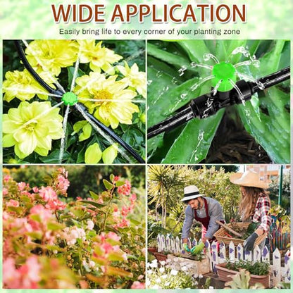 30 Pcs Three-Way Drip Irrigation Spray Emitters for 1/4 inch Tubing. - color: Green