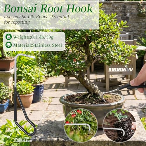 4 Piece Bonsai Tools Set, Knob Cutter,Concave Cutter,Plant Care,Root Hook