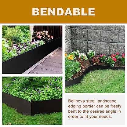 5 Pack - 40'' L x 6'' H Steel Landscape Edging Border Edging for Landscaping Metal Garden Edging Lawn Edging No dig Hammer in Edging for Gravel Yard Pathway(16.7FT Total Length) - color: 40'' L x 6'' H, style: 5 Pack