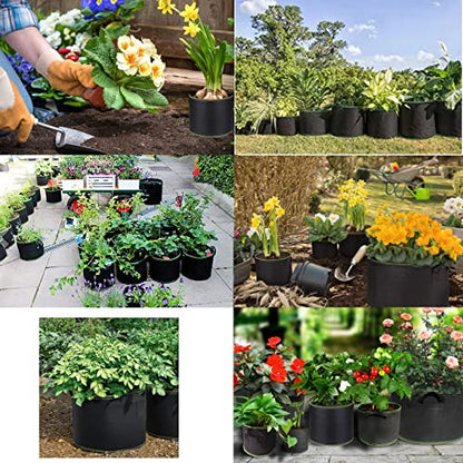 Niurui 5-Pack 30 Gallon Grow Bags Heavy Duty 320G Thickened Nonwoven Fabric Pots Plant Grow Bags with Handles,for Low Stress Plant Training Fruits, Vegetables, and Flowers(Black) - size: 30 Gallon