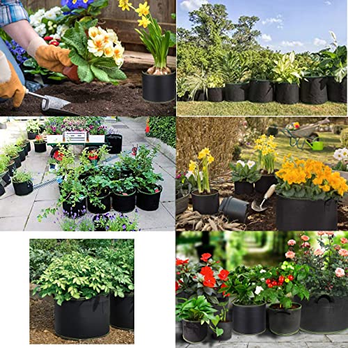 Niurui 5-Pack 30 Gallon Grow Bags Heavy Duty 320G Thickened Nonwoven Fabric Pots Plant Grow Bags with Handles,for Low Stress Plant Training Fruits, Vegetables, and Flowers(Black) - size: 30 Gallon