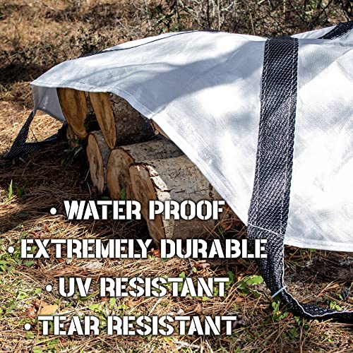 7' x 7' Heavy-Duty Utility Tarp with Reinforced Handles – Waterproof, UV-Resistant Poly-Woven Cover – Ideal for Yard Work, Home, Garden, Construction, Camping & Trailers - size: 7x7