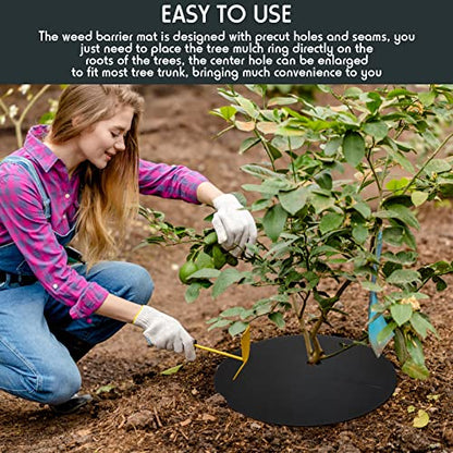 Macarrie 30 Pcs Weed Barrier Mat Tree Mulch Ring Fabric Cover, 20.5 Inch - size: 20.5 Inch