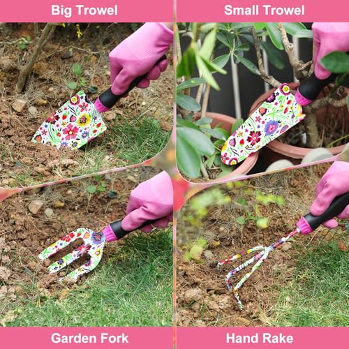 Housolution Gardening Tools Set, 10PCS Gardening Gifts for Women, Pink - color: Pink
