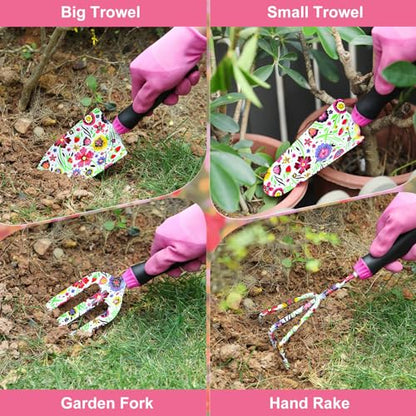 Housolution Gardening Tools Set, 10PCS Gardening Gifts for Women, Pink - color: Pink