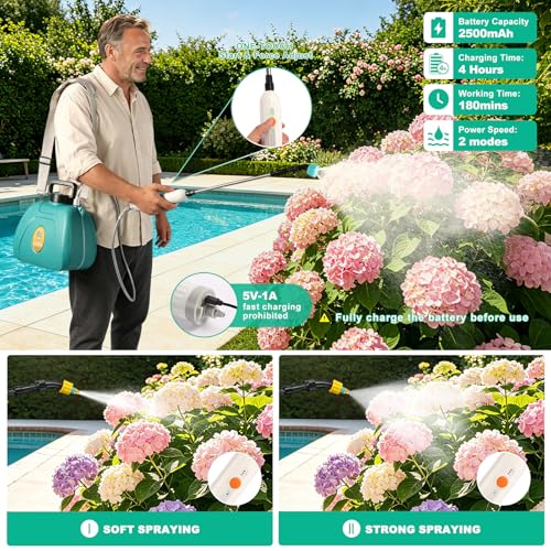 2 Gallon Battery Sprayer with 2 Speeds & Telescopic Wand