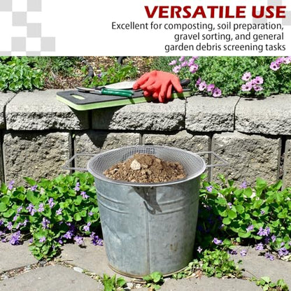 Round Soil Sifter (1/4-inch Mesh) Stainless Steel with Handle
