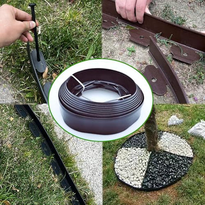 Garden Edging, 16.4 Feet Landscape Flower Bed Edging Borders with 15 Pieces Landscape Fixing Spikes, 2 Inches Tall in Edging (16.4 Feet X 2 Inches)