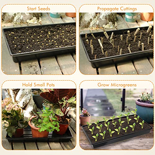 Gardzen 10 Pack Seed Trays Reusable Plant Grow Trays No Drain Holes - size: 21L x 11W x 2.4H