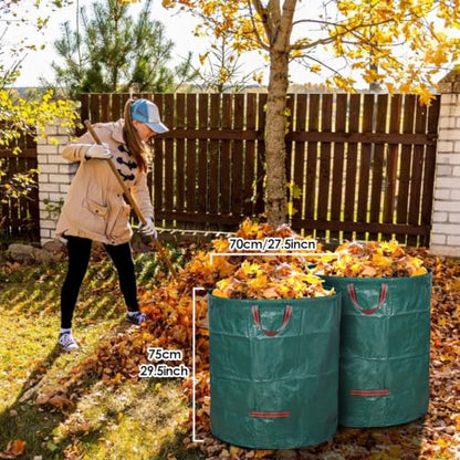 5-Pack 72 Gallon Yard Waste Bags,Reusable Collapsible Garden Leaf Bags with Plastic Ring,Standable,with Gardening Gloves,for Camping & Recycling Leaves,Lawn Debris & Grass Clippings