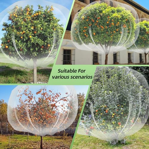 2PCS Large Fruit Tree Netting with Drawstring and Zipper, 10 x 10FT Blueberry Bush Netting Cover, Garden Bird Netting Plant Cover for Protect Plant Fruit Flower from Birds, Bugs, Cicadas, Insects - color: 2pcs-10x10ft