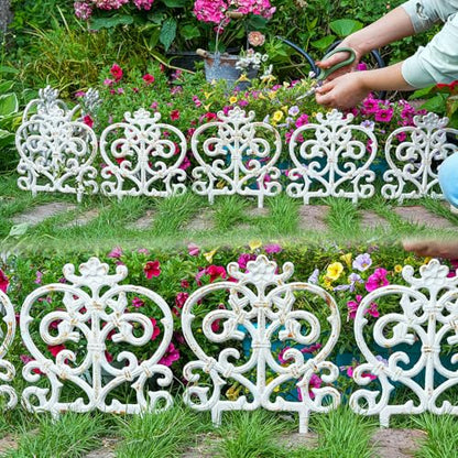 Sungmor Cast Iron Garden Edging, 11.8 Inches Tall 4 Pack Rustic White - color: Rustic White - 11.8inch Tall