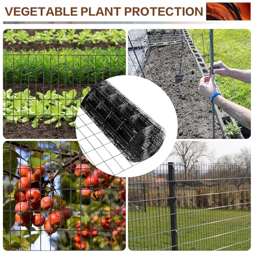 Tongmo 4 ft x 100 ft Black PVC Coated Welded Wire Fence, 16GA Garden Chicken Wire Fence Roll, Mesh Size 2" x 4" Hardware Cloth, Ideal for Yard Protection and Poultry Netting - color: Black, size: 4ft*100ft