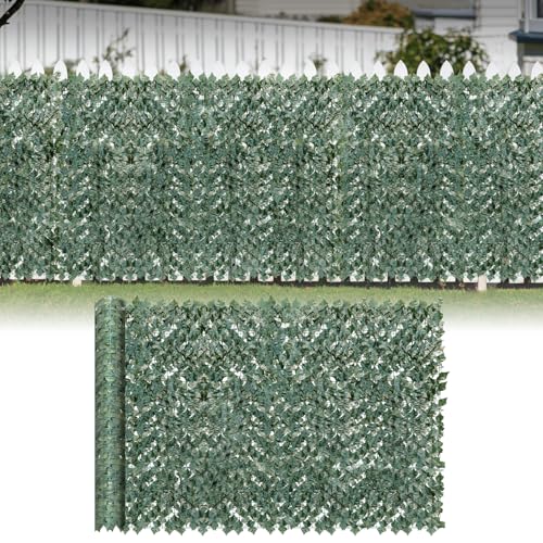SunnyRoyal 39''x117'' Artificial Leaf Faux Ivy Privacy Fence Screen for Outdoor Balcony Patio Decoration Fencing Panel Mesh Back (Ivy Leaves Dark Green) - color: Ivy Leaves Dark green, size: 39"x117"