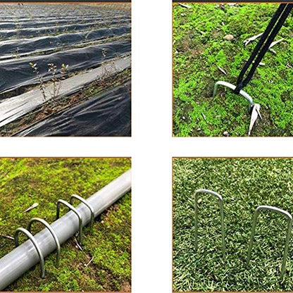AAGUT Landscape Staples 12 Inch Galvanized Anti-Rust Garden Stake 11 Gauge - color: Silver, size: 12'' x 100Pcs-11Ga