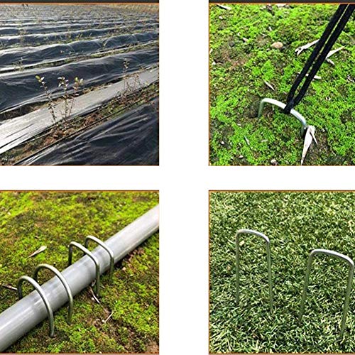 AAGUT Landscape Staples 12 Inch Galvanized Anti-Rust Garden Stake 11 Gauge - color: Silver, size: 12'' x 100Pcs-11Ga