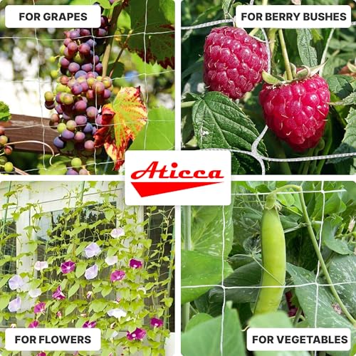 ATICCA 5x350 FT Heavy Duty Trellis Netting, 6-Inch Mesh, White Polyester - size: 5x350ft Polyester Trellis Netting