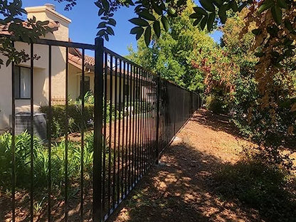 XCEL Fence® Black Steel Anti-Rust Fence Panel - Flat Top/Flat Bottom - 4FT H x 6.5FT W - Easy Installation - for Residential, Outdoor, Yard, Pool, Garden - 1 Post Included*