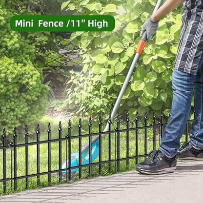 Decorative Metal Garden Fence 11" x 6', Small Fence Border with Stakes - size: 11″H x 6ft（5 Panels）