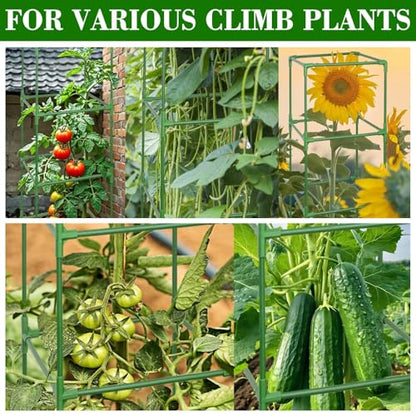 ZeeDix 45 Inch Square Tomato Cages for Garden with Clips 2 Pack - color: Green-2 Pack, size: 45-inch