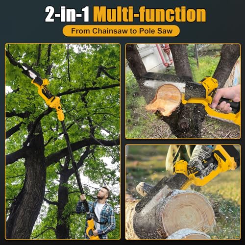 2-in-1 6" Pole Saw for Dewalt 20V MAX Battery 8.5 FT Extension