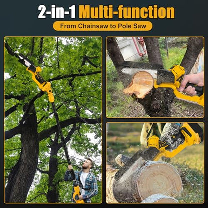2-in-1 6" Pole Saw for Dewalt 20V MAX Battery 8.5 FT Extension