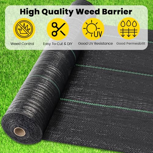 4ft x 300ft Weed Barrier Landscape Fabric Heavy Duty Premium Weed Control Fabric Durable & Eco-Friendly Weed Block Gardening Mat Landscaping Fabric - size: 4ft x 300ft