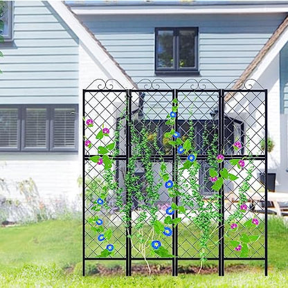 Zhongma 2 Pack Metal Garden Trellises for Climbing Plants, 77.2 Inch Tall Metal Fence Plant Support Trellis for Flower and Vagetable - size: 32"W x 0.8"D x 77.2"H (2 Pack)