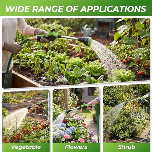 Hushee 2 Pack 16 Inch Metal Watering Wand for Garden Hose, 8 Pattern, Green - color: Green