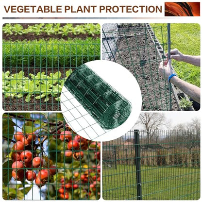 Tongmo 2 ft x 100 ft Green PVC Coated Welded Wire Fence, 16GA Garden Chicken Wire Fence Roll, Mesh Size 2" x 4" Hardware Cloth, Ideal for Yard Protection and Poultry Netting - color: Green, size: 2ft*100ft