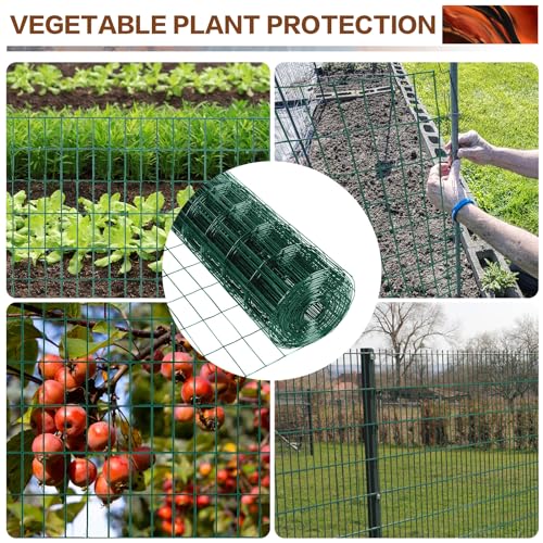Tongmo 4 ft x 100 ft Green PVC Coated Welded Wire Fence, 16GA Garden Chicken Wire Fence Roll, Mesh Size 2" x 4" Hardware Cloth, Ideal for Yard Protection and Poultry Netting - color: Green, size: 4ft*100ft