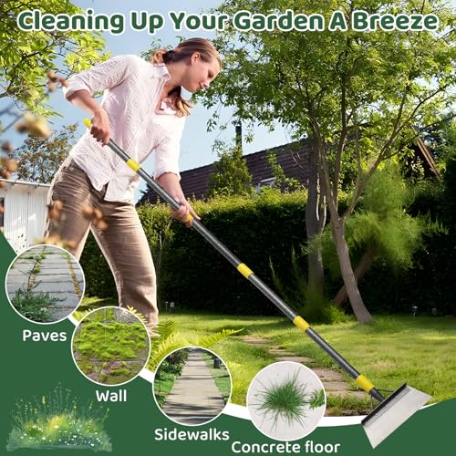 Garden Flat Shovel - Floor Scraper, 60" Multifunctional Garden Cleaning Shovels, Heavy Duty Floor Scrapers Long Handle,Metal Weeding Scraper for Lawn Edging, Snow Ice Removal,Snow Ice Scraper - size: 60"