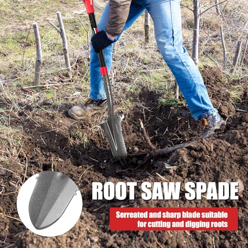 Drain Spade Root Saw Spades Digging Garden Shovel, 45.3 Inches